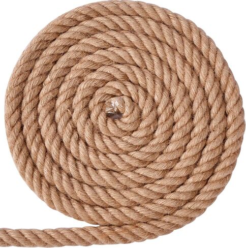 Jute Rope 1/2 Inch x 100Ft,Natural Hemp Rope,Thick Rope,Swing Rope,Heavy Duty Rope Available as Tug of War Rope,Nautical Rope,Craft Rope,Lasso Rope and Rope for Hammock,etc. in Saudi Arabia
