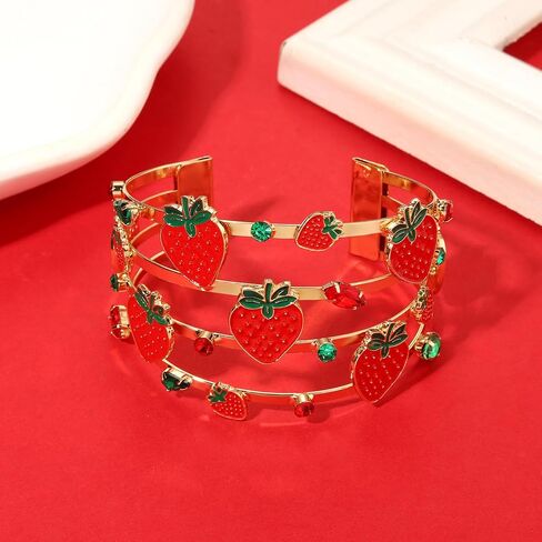BVGA Summer Bracelet for Women Strawberry Pineapple Watermelon Cuff Bracelets Jeweled Tropical Fruit Bracelets Summer Beach Jewelry Outfits Accessories Gifts in Saudi Arabia
