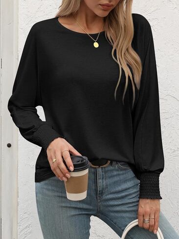 قمم الأكمام الطويلة Athmile للنساء 2025 Spring Fashion Tirts for Women Crewneck Disual Lourds Tee Basic in Saudi Arabia