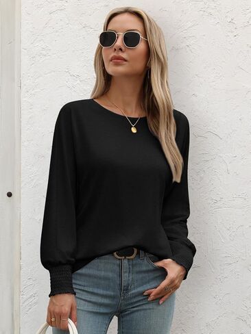 قمم الأكمام الطويلة Athmile للنساء 2025 Spring Fashion Tirts for Women Crewneck Disual Lourds Tee Basic in Saudi Arabia