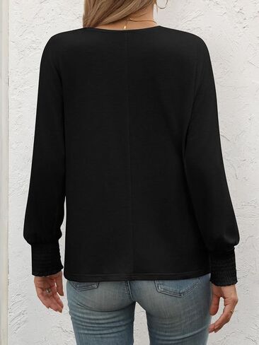 قمم الأكمام الطويلة Athmile للنساء 2025 Spring Fashion Tirts for Women Crewneck Disual Lourds Tee Basic in Saudi Arabia
