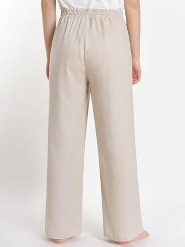 Weintee Women's Petite Wide Leg Linen Pants Lightweight Summer Pants in Kuwait