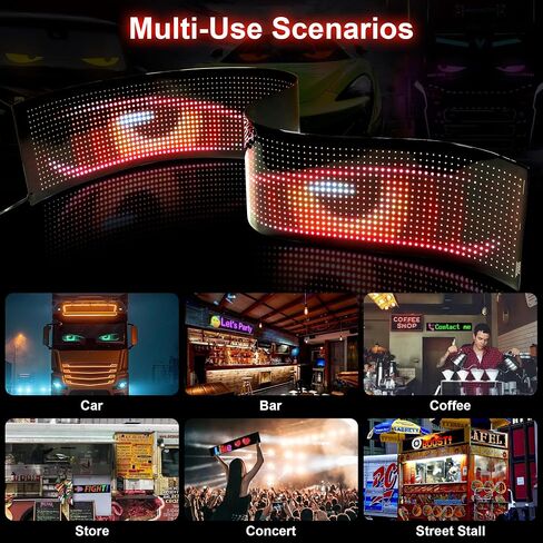 52x7.48Inch Devil Eyes for Windshield, LED Eyes Lights for Truck, Dynamic Digital Scrolling LED Display, App Control and Remote Control, LED Lights for Business Shop Bar (Large Size for Cars/Trucks) in Kuwait