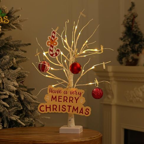 Money Tree Gift Card Holder 24 LED Birch Twig Treelights Battery/USB Powered Light Up Display Twig Gift Card Holder with 22 Clear Clips for Money Card Photo Birthday Graduation in Saudi Arabia