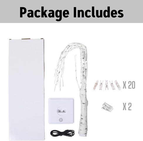 Money Tree Gift Card Holder 24 LED Birch Twig Treelights Battery/USB Powered Light Up Display Twig Gift Card Holder with 22 Clear Clips for Money Card Photo Birthday Graduation in Saudi Arabia