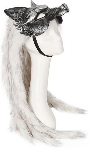 قناع L'Vow Voking Fur Wolf Cosplay Cosplay Accopary للنساء رجال Halloween Larp in Saudi Arabia