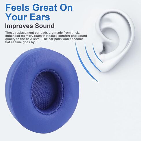 Solo 2 Cooling Gel Ear Pads Replacement Ear Cushions Compatible with Beats Solo 2 & Solo 3 Wireless On-Ear Headphones, Memory Foam Headset Earpads Ear Cups Repair Part in Saudi Arabia