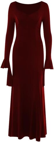 Tsmnzmu فساتين Maxi القوطية للنساء على غرار داكن النحيف فساتين طويلة طويلة الأكمام فستان سهرة عتيقة in Kuwait