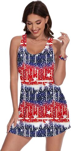 TMSD Women's Independence Day Dress American Flag Patriotic Stars Stripes Graphic Sleeveless Mini Dress in Kuwait