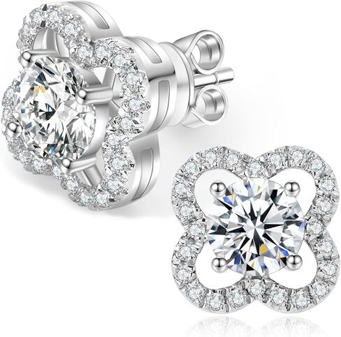Floral Moissanite Stud Earrings 0.7-3 Carat D Color VVS1 Lab Cultured Diamond Earrings Sterling Silver 18K Gold Plated Hypoallergenic Friction Back Earrings for Women Men Jewelry in Kuwait
