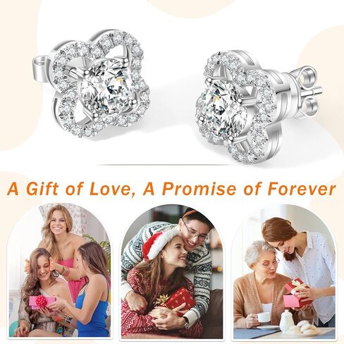 Floral Moissanite Stud Earrings 0.7-3 Carat D Color VVS1 Lab Cultured Diamond Earrings Sterling Silver 18K Gold Plated Hypoallergenic Friction Back Earrings for Women Men Jewelry in Kuwait