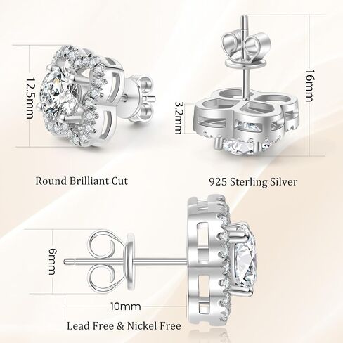 Floral Moissanite Stud Earrings 0.7-3 Carat D Color VVS1 Lab Cultured Diamond Earrings Sterling Silver 18K Gold Plated Hypoallergenic Friction Back Earrings for Women Men Jewelry in Kuwait