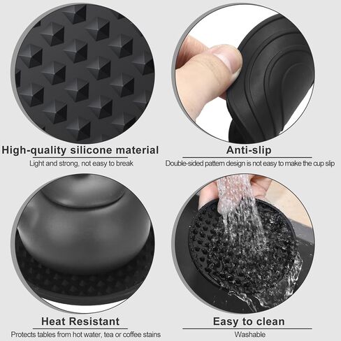 36 Pcs Silicone Coasters for Drinks Non-slip Silicone Drink Coasters Heat Resistant for Protects Any Table Type Tabletop Coffee Bar Black Coasters in Kuwait