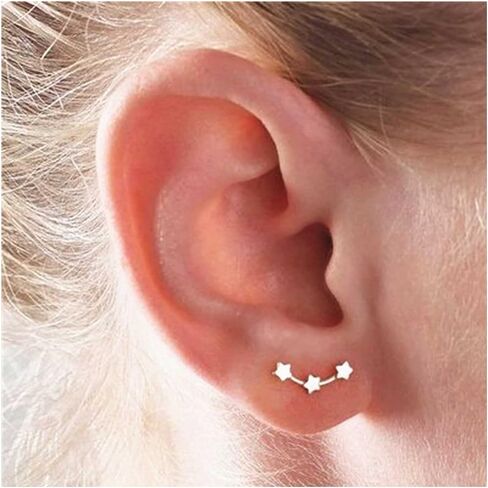 Boho Stars Climber Studs Earrings Gold Tiny Stars Cluster Crawler Earrings Stars Cuff Wrap Studs Statement Prom Stars Earrings Jewelry for Women and Girls(Gold) in Saudi Arabia