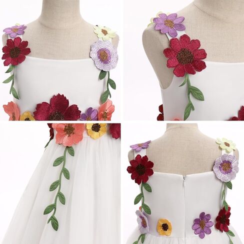 IDOPIP Toddler Baby Embroidery Flower Girl Dress for Kids Wedding Pageant Party Prom Gown Communion Birthday Tulle Dresses in Saudi Arabia