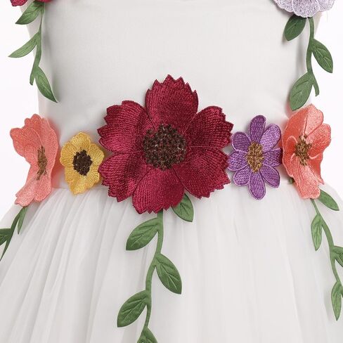 IDOPIP Toddler Baby Embroidery Flower Girl Dress for Kids Wedding Pageant Party Prom Gown Communion Birthday Tulle Dresses in Saudi Arabia