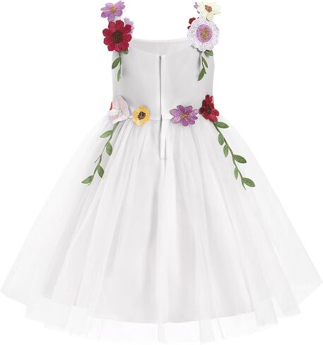 IDOPIP Toddler Baby Embroidery Flower Girl Dress for Kids Wedding Pageant Party Prom Gown Communion Birthday Tulle Dresses in Saudi Arabia