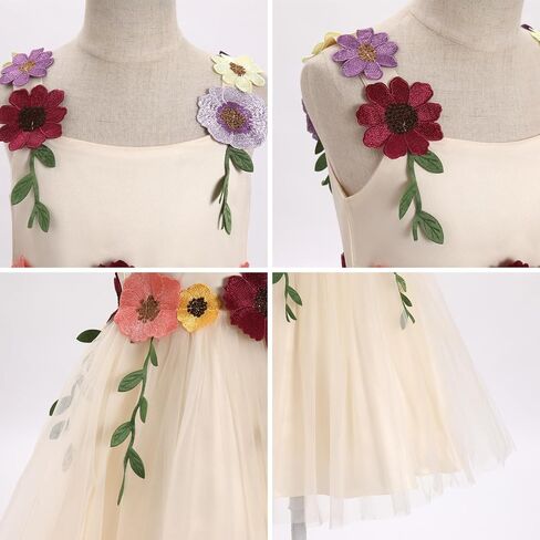 IDOPIP Toddler Baby Embroidery Flower Girl Dress for Kids Wedding Pageant Party Prom Gown Communion Birthday Tulle Dresses in Saudi Arabia