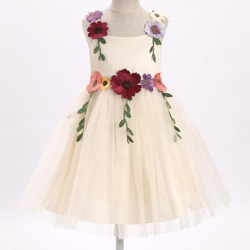IDOPIP Toddler Baby Embroidery Flower Girl Dress for Kids Wedding Pageant Party Prom Gown Communion Birthday Tulle Dresses in Saudi Arabia