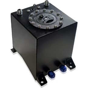 Universal 2.5 Gallon 10L Fuel Cell Tank with Cap and Level Sender Polished Aluminum Black