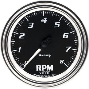 Equus 7068 3-3/8" Tachometer, Chrome with Black Dial