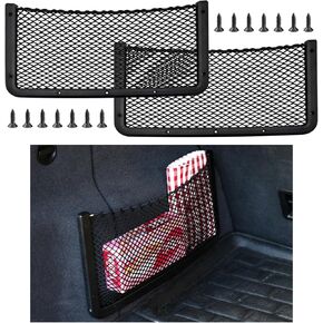 2 PCS Car Storage Net Bag, ABS Plastic Frame Auto Mesh Net Holder with Secure Screws, Universal Vehicle Seatback Net Pocket Organizer Acessories for Automotive RV Home (Small) in Kuwait
