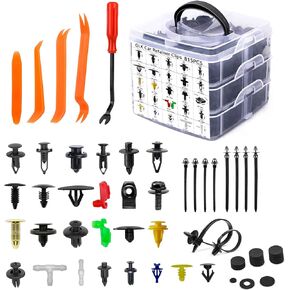 860Pcs Car Retainer Bumper Clips and Fastener Remover Kit 25 Sizes Auto Push Pin Rivets Door Trim Panel Clips for GM Ford Toyota Honda Acura Chrysler Red