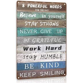 ملهمة القصدير تسجيل جدار ديكور فني، خمر القصدير المعدني ملهمة اقتباسات إيجابية جدار الفن للمنزل الحمام مكتب مزرعة 12x8 بوصة in Kuwait