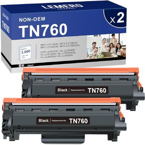 LEMERO UEXPECT Compatible Toner Cartridge Replacement for Brother TN760 TN 760 TN-730/TN-760 TN730 Black Toner for MFC-L2710DW MFC-L2750DW HL-L2350DW HL-L2370DW DCP-L2550DW | TN760 TN-760 (2 Pack)