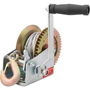 1600 LBS Heavy Duty Hand Winch, Portable Winch, Heavy Duty Hand Crank Gear Winch with Steel Cable for ATV UTV Trailer Truck Boat, by GENHAKON