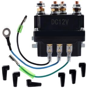 Universal 12V 250A Winch Solenoid Relay Contactor Thumb Truck for ATV UTV Truck 5000-7000lbs Winch with 3-Wire 6 Protecting Caps