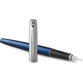 Parker Jotter Fountain Pen | Royal Blue | Medium Nib with Blue Ink | Gift Box