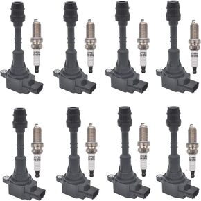 Ignition Coil Iridium Spark Plug Pack Set of 8 Compatible with Nissan Infiniti Armada Titan Pathfinder QX56 NV2500 NV3500 5.6L