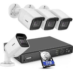 ANNKE H800 4K PoE Security Camera System 8CH H.265+ NVR with 2TB Hard Drive for 7/24 Recording, AI Human/Vehicle Detection, 4X 8MP Outdoor Bullet IP Cam, 4mm Lens, IP67, Smart Dual Light, Built-in Mic