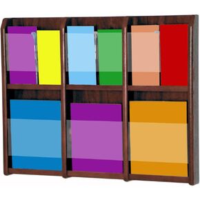 Wooden Mallet 6-Magazine/12-Brochure Divulge Wall Display with Brochure Inserts, Light Oak