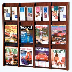 Wooden Mallet 12-Magazine/24-Brochure Divulge Wall Display with Brochure Inserts, Light Oak
