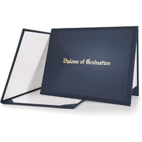 Imprinted Diploma Cover 8.5''x 11'' Smooth Certificate Holder (Black)