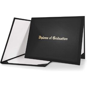 Imprinted Diploma Cover 8.5''x 11'' Smooth Certificate Holder (Black)