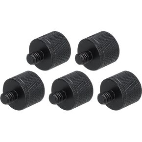 MECCANIXITY 5Pcs Mic Stand Adapter 1/4 Female to M4 Male Thread Screw Adapter Aluminum Alloy for Microphone Tripod Stand Mount, Black