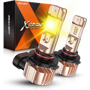 مصابيح ضباب XF3A H10/9145/9140، 10000 لومن 3000K ضوء أصفر كهرماني، سطوع 600% 9040/9045 مصابيح ضباب، أداء عالي للغاية في تبديد الحرارة، غير قطبية، حزمة من 2