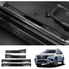 AOMSAZTO 4 قطع غطاء واقي عتبة الباب مناسب لهوندا CR-V CRV 2023 2024 ملحقات زخرفة من الفولاذ المقاوم للصدأ ملصق تزيين لوحة حماية دخول الباب الداخلي (أسود، داخلي) in Kuwait