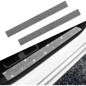 ZKFAR 2 PCS Sparkling Car Door Sill Bumper Strip, 23.62" x 1.96" Rhinestone-Encrusted Door Frame Protector, Car Interior Decoration Modification Accessory, Suitable for Most Car Models (Multicolored)
