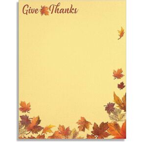 Give Thanks Fall Stationery Paper - 50 Sheets Letterhead for Thanksgiving & Autumn Holidays in Kuwait