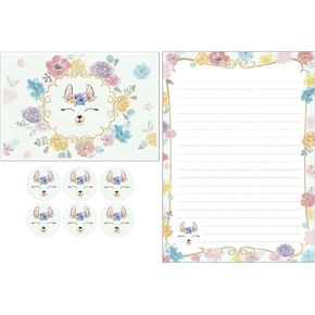 Cute Kawaii Stationary School Supplies Sheep Alpaca 6 Envelopes 12 Letter Writing Stationery Paper and Envelopes Set for Women, Girls, Kids