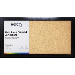 VViViD Cork Bulletin Board (Black Framed - 8.5" x 15")