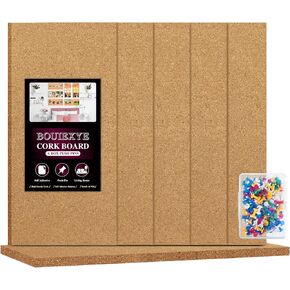 Cork Board 4 Pack Bulletin Boards 12"x12" - 1/4" Self Adhesive Corkboards for Wall School Home Office with 100 Push Pins