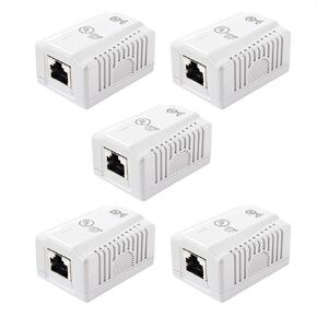 [UL Listed] Cable Matters 5-Pack Shielded Cat6A Surface Mount Box (Shielded Ethernet Surface Mount Box, Shielded Cat6 Wall Mount Box) in White