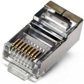 Tupavco TP806 Shielded RJ45 CAT5 CAT5E Crimp Connector (100 Pack Bag) 8P8C STP Ethernet Network Cable Plug Crimp Jack...