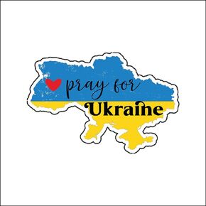 Car Bumper Sticker Magnet Sign - 5x4 in. Refrigerator Tool Box Magnets for Support Pray for Ukraine Country Flag Map