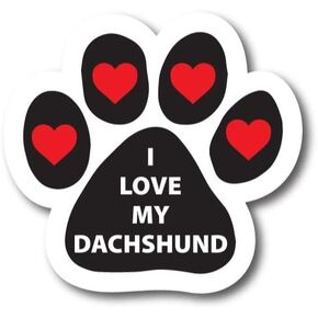 Magnet Me Up I Love My Dachshund Pawprint Magnet Decal, 5 Inch, Heavy Duty Automotive Magnet for car Truck SUV